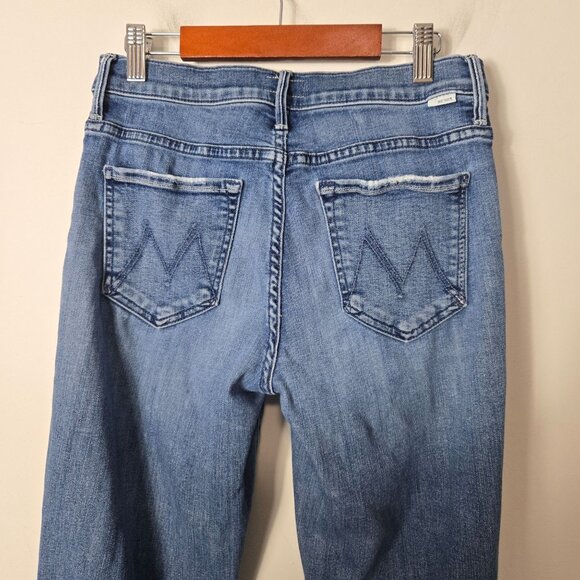 MOTHER Size 26 The Weekend Fray Hem Flare Jeans in Groovin Wash Women's - Picture 7 of 15